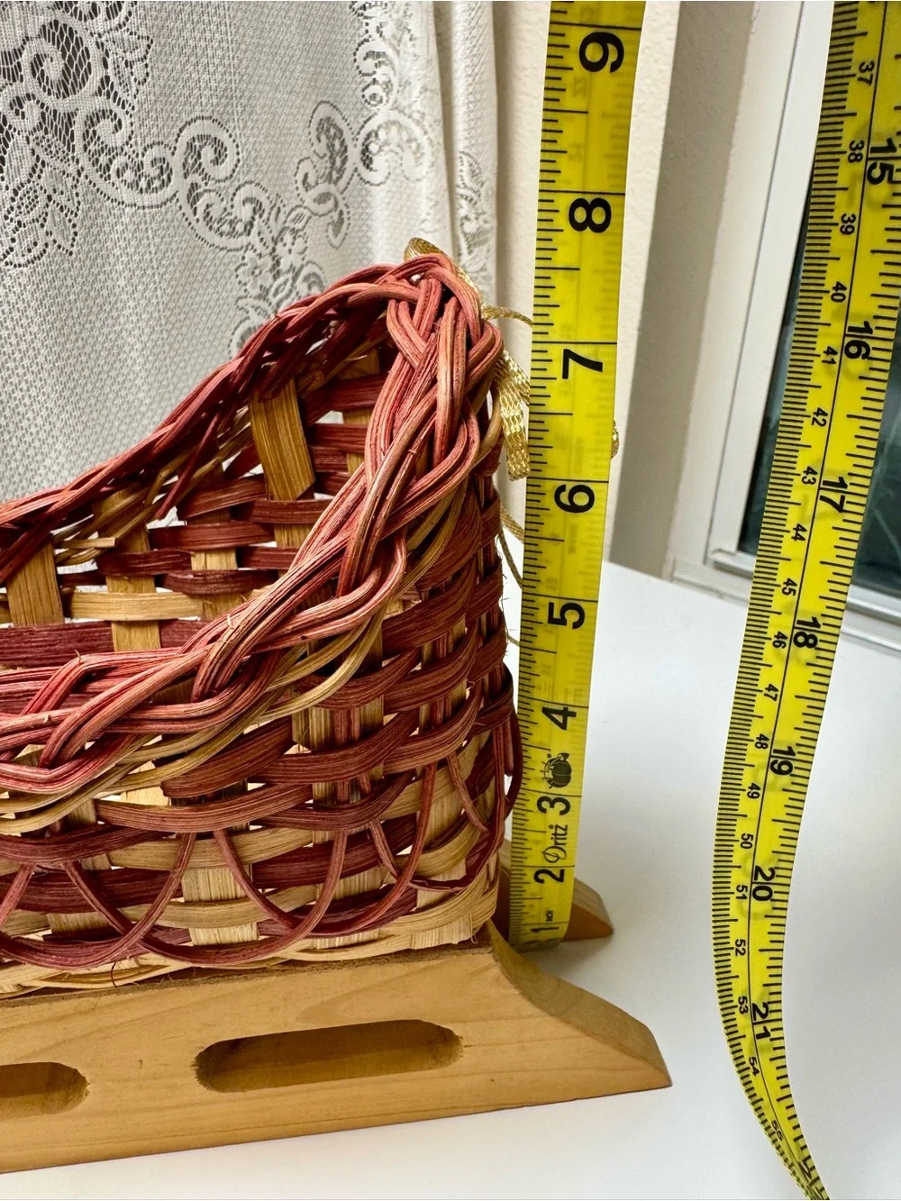 Vintage Woven Basket Sleigh - Boho Farmhouse Rustic Christmas Holiday Decoration